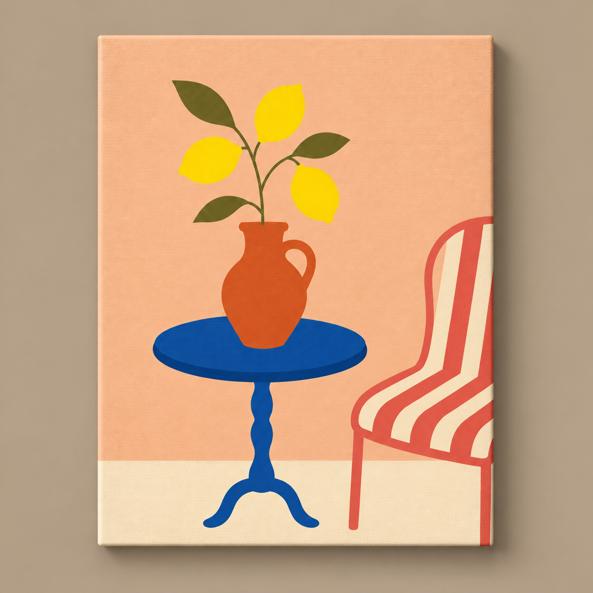 Lemon Table finished paint-by-number canvas