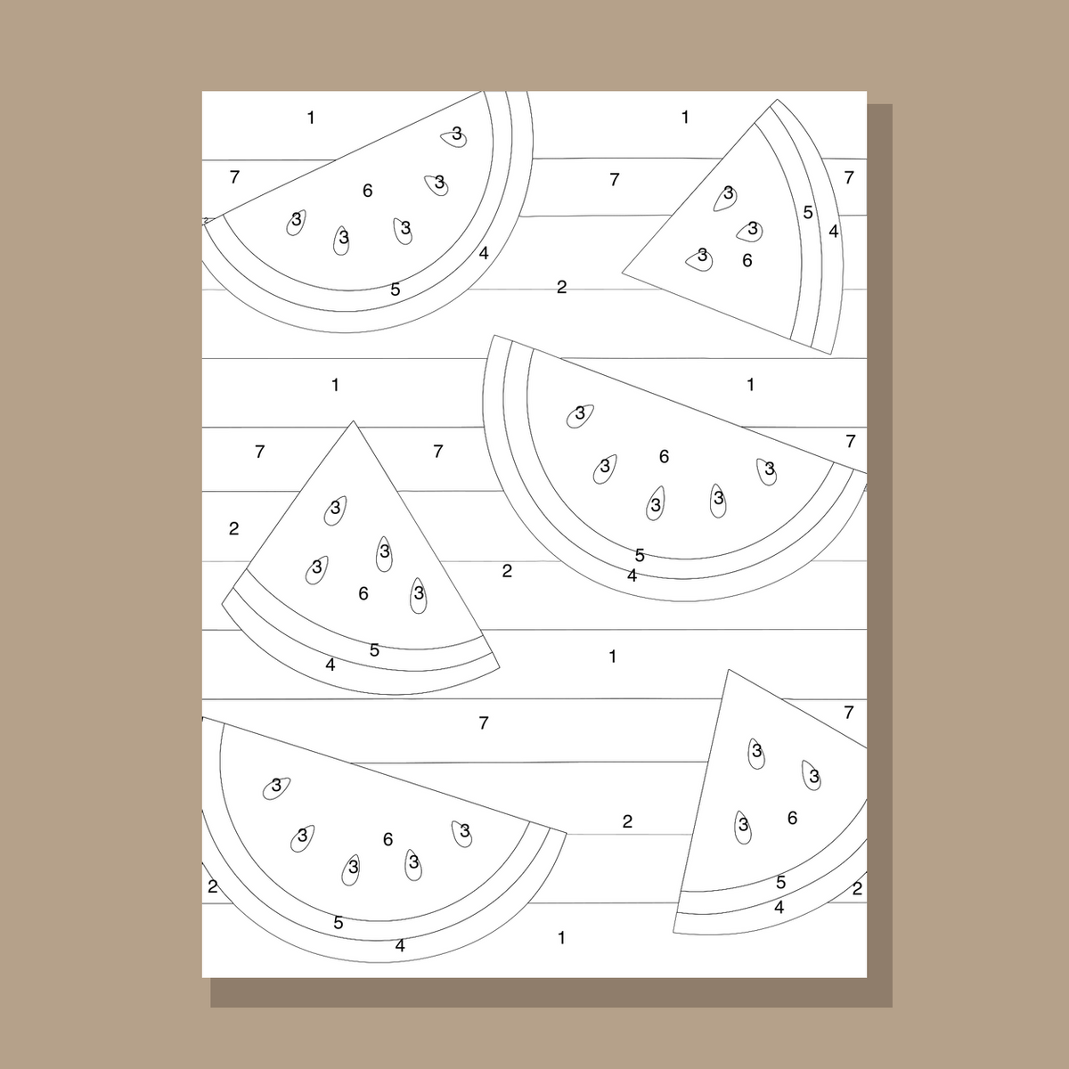 Watermelon numbered canvas preview