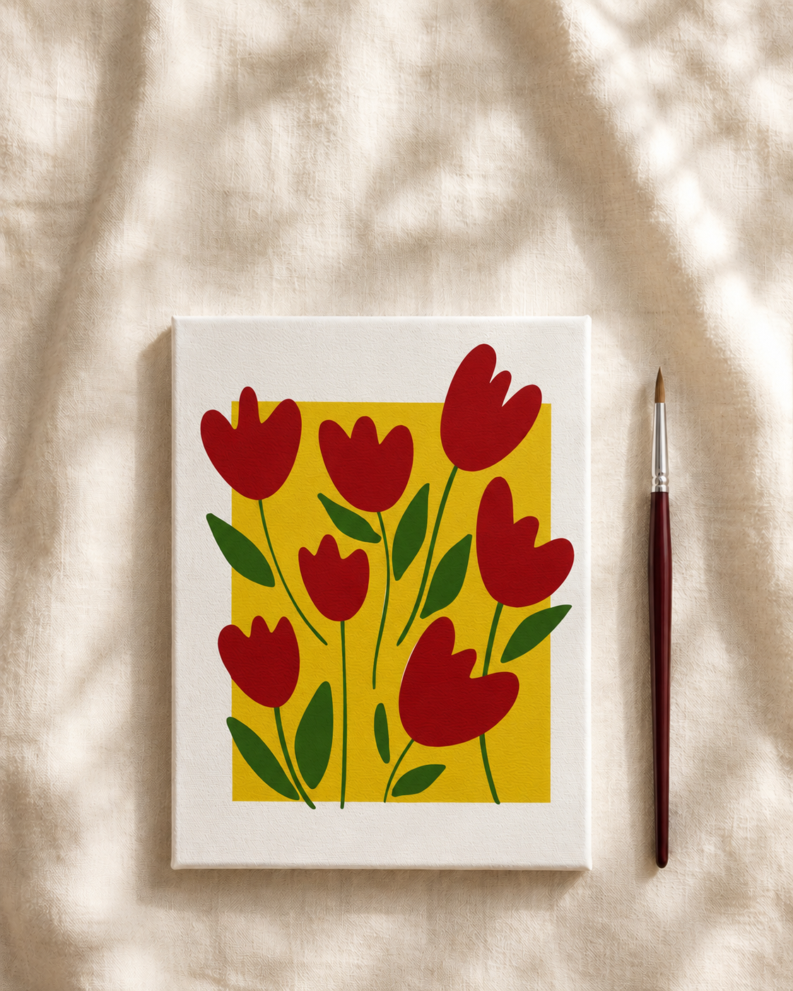 Red Bloom on Pink