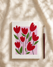 Red Bloom on Gold