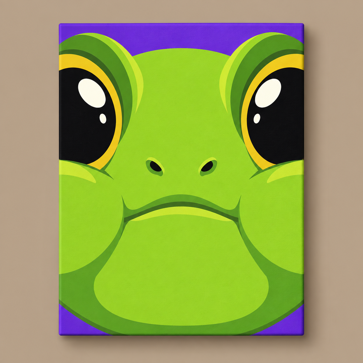 Squished Frog finished paint-by-number canvas