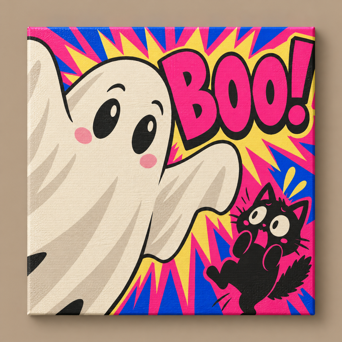 Boo artwork on textured stretched canvas