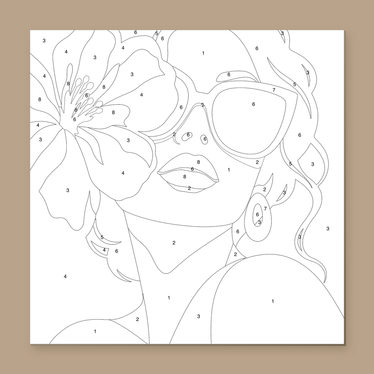 Flower Sunglasses numbered canvas preview
