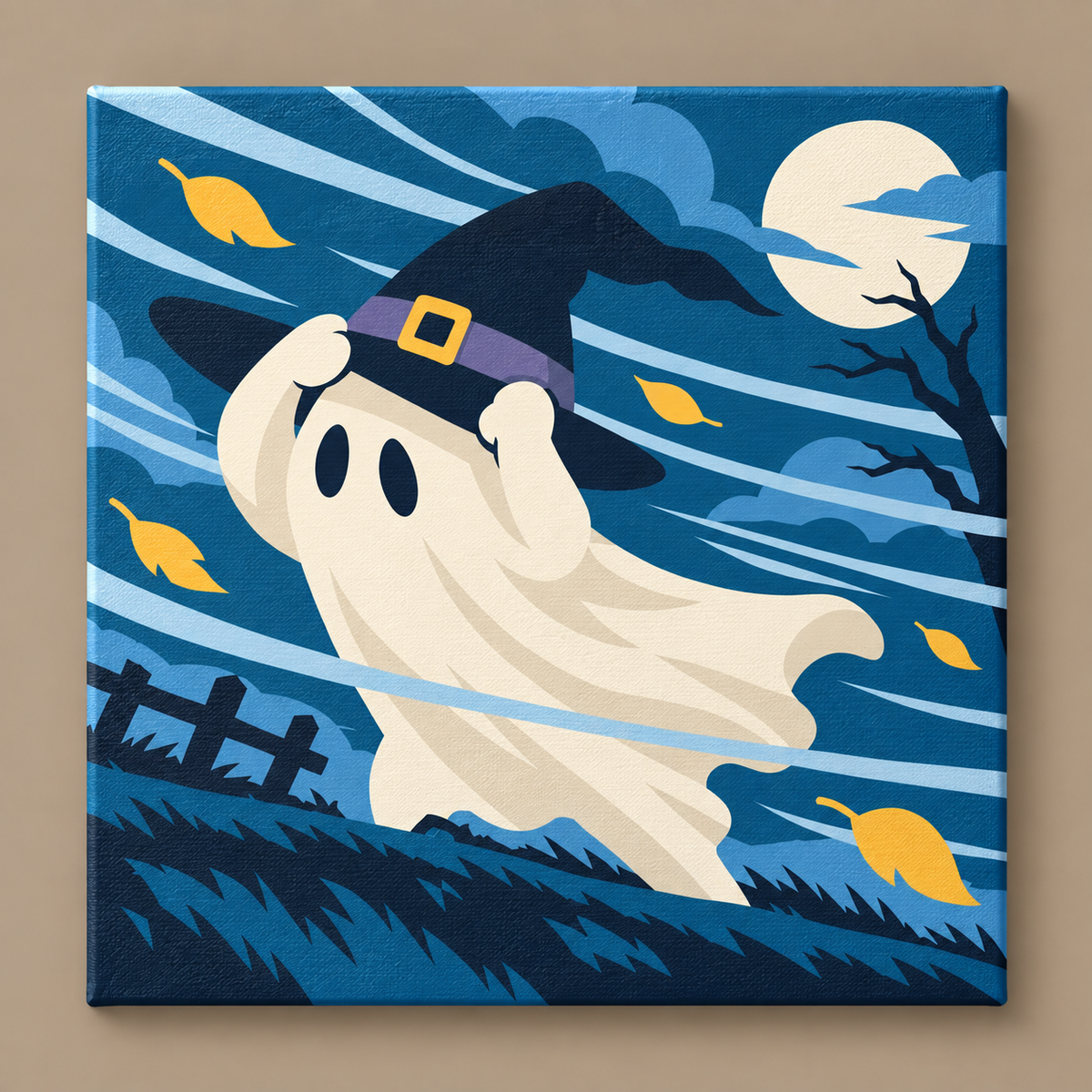 Ghost Vs Wind artwork on textured stretched canvas