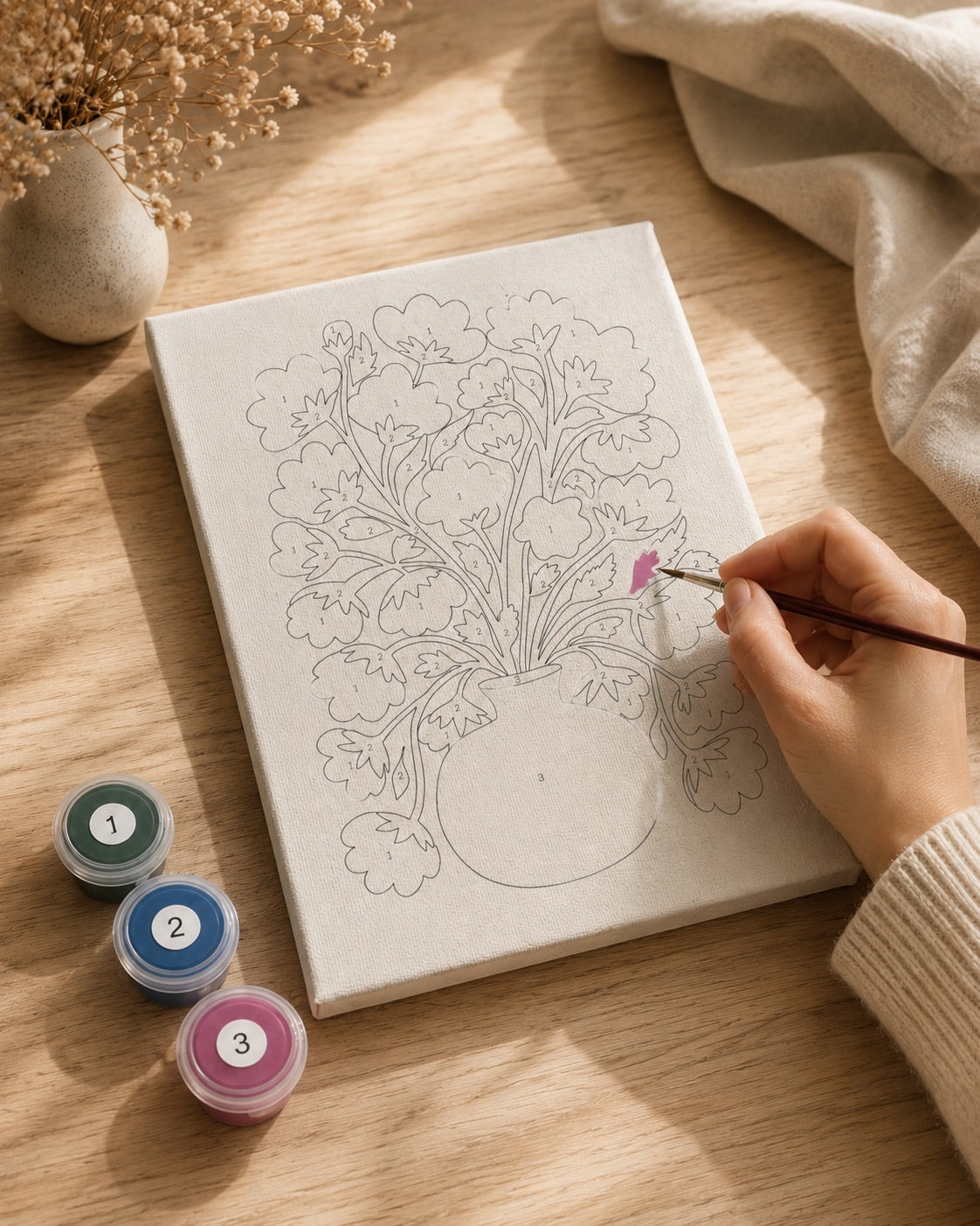Relaxing EasyArt.ae painting session at home